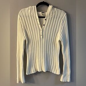 NWOT-Old Navy Women's Ribbed Cream Hoodie Sweater